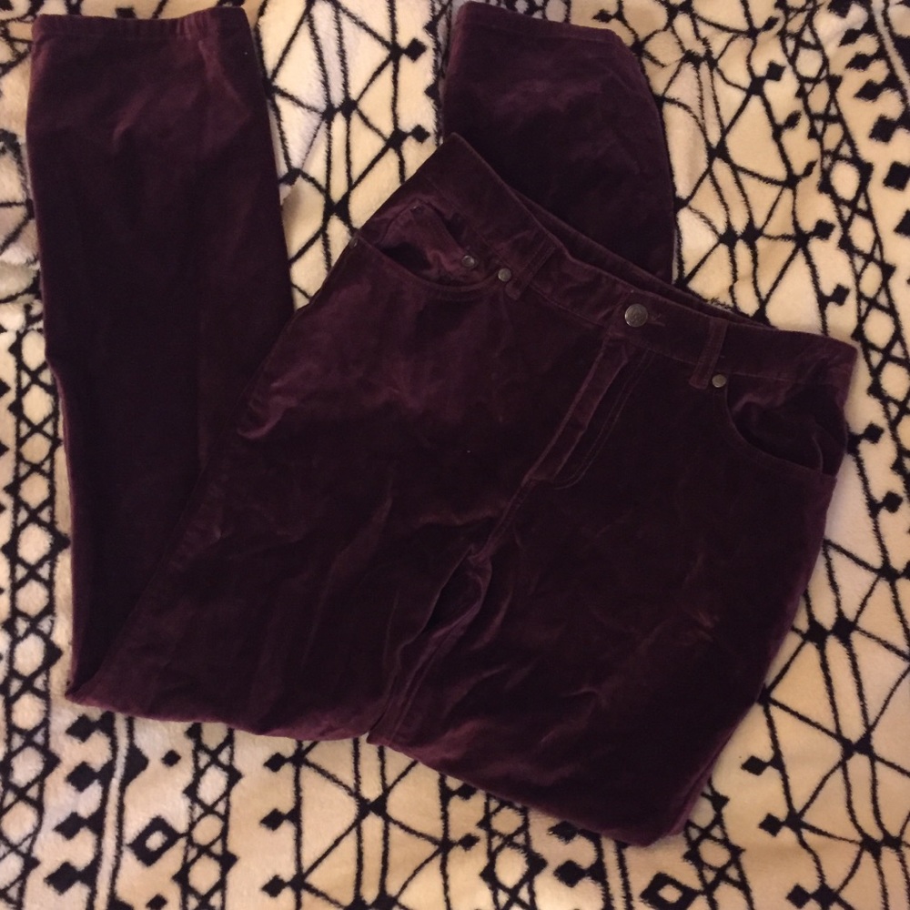 SUPER Soft Deep Plum Velvet Stretch pants!